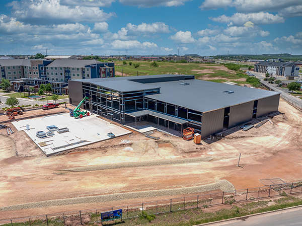 Aerial view of construction site monitoring project