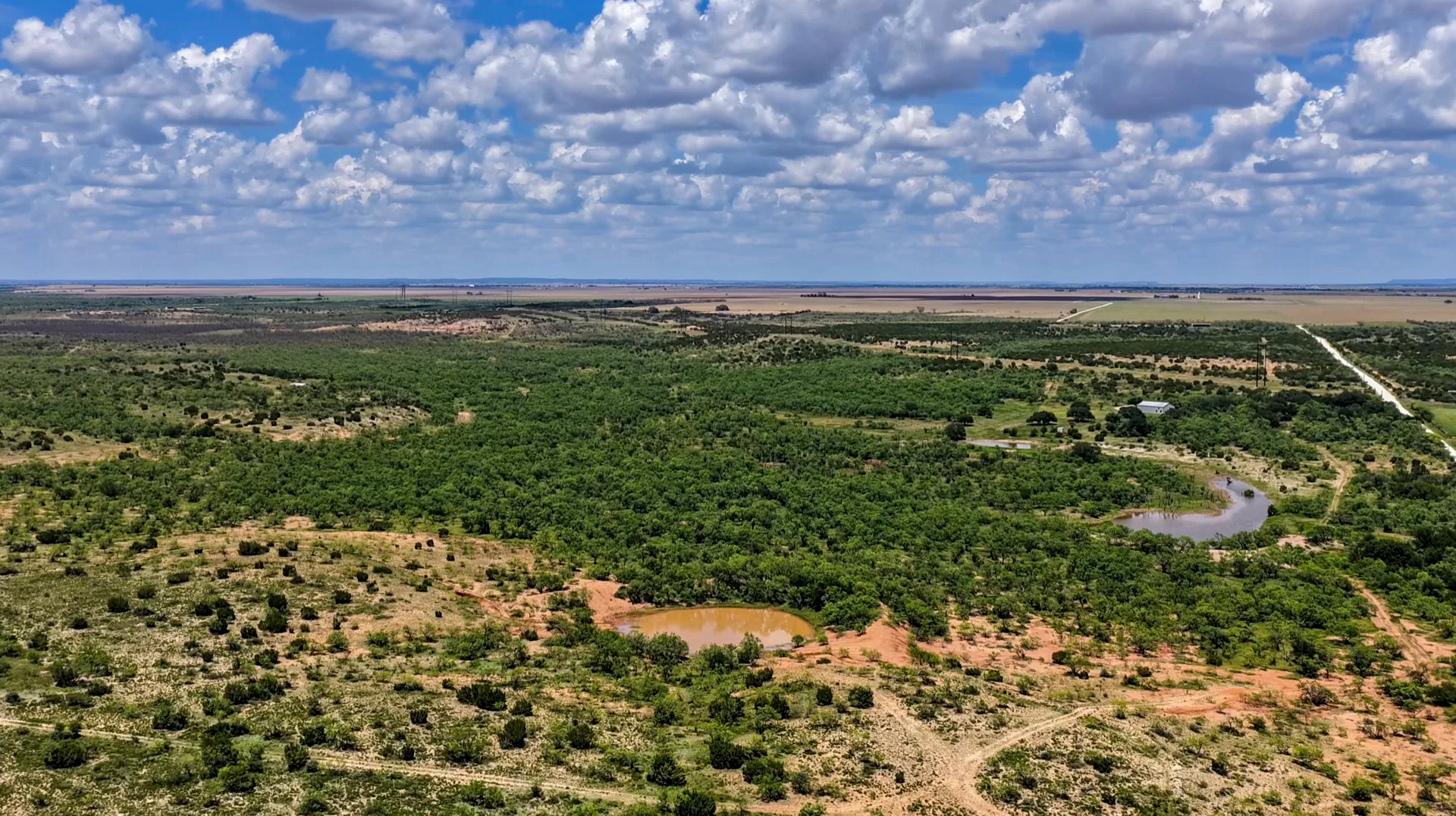 Aerial photography of a ranch property near San Angelo, West Texas